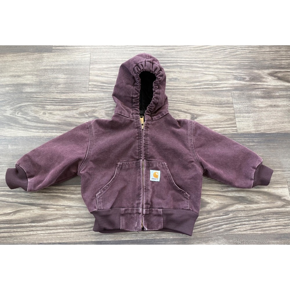 Rare Vintage Carhartt Active Worker Jacket Coat Burgandy Plum 2T 1990s 2000